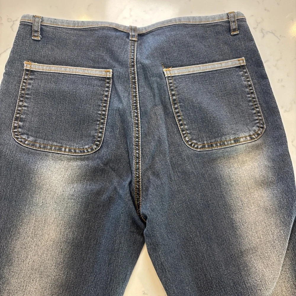 VTG Mastik 90s‎ Y2K Low Rise Flare Jeans Unique Waist Boho Hipster Womens Sz 30